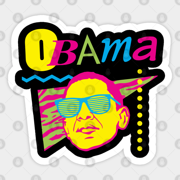 Obama - 80s Sticker by TheAnchovyman